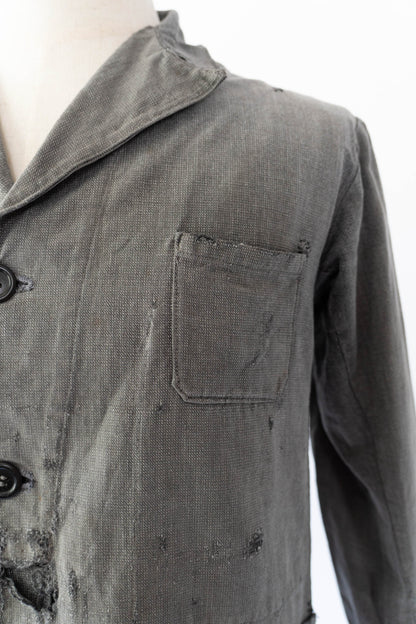 40s French Work Salt & Pepper Atelier Jacket "Boro"