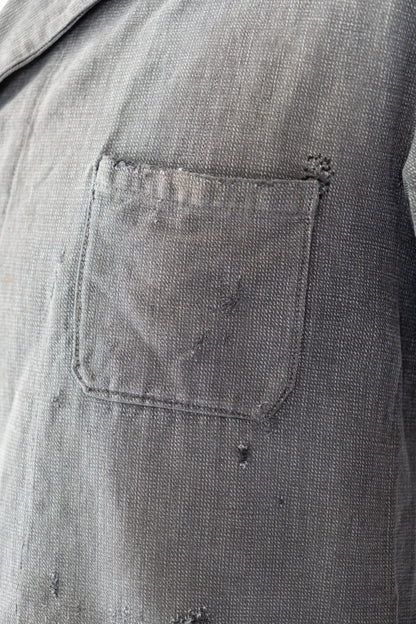 40s French Work Salt & Pepper Atelier Jacket "Boro"