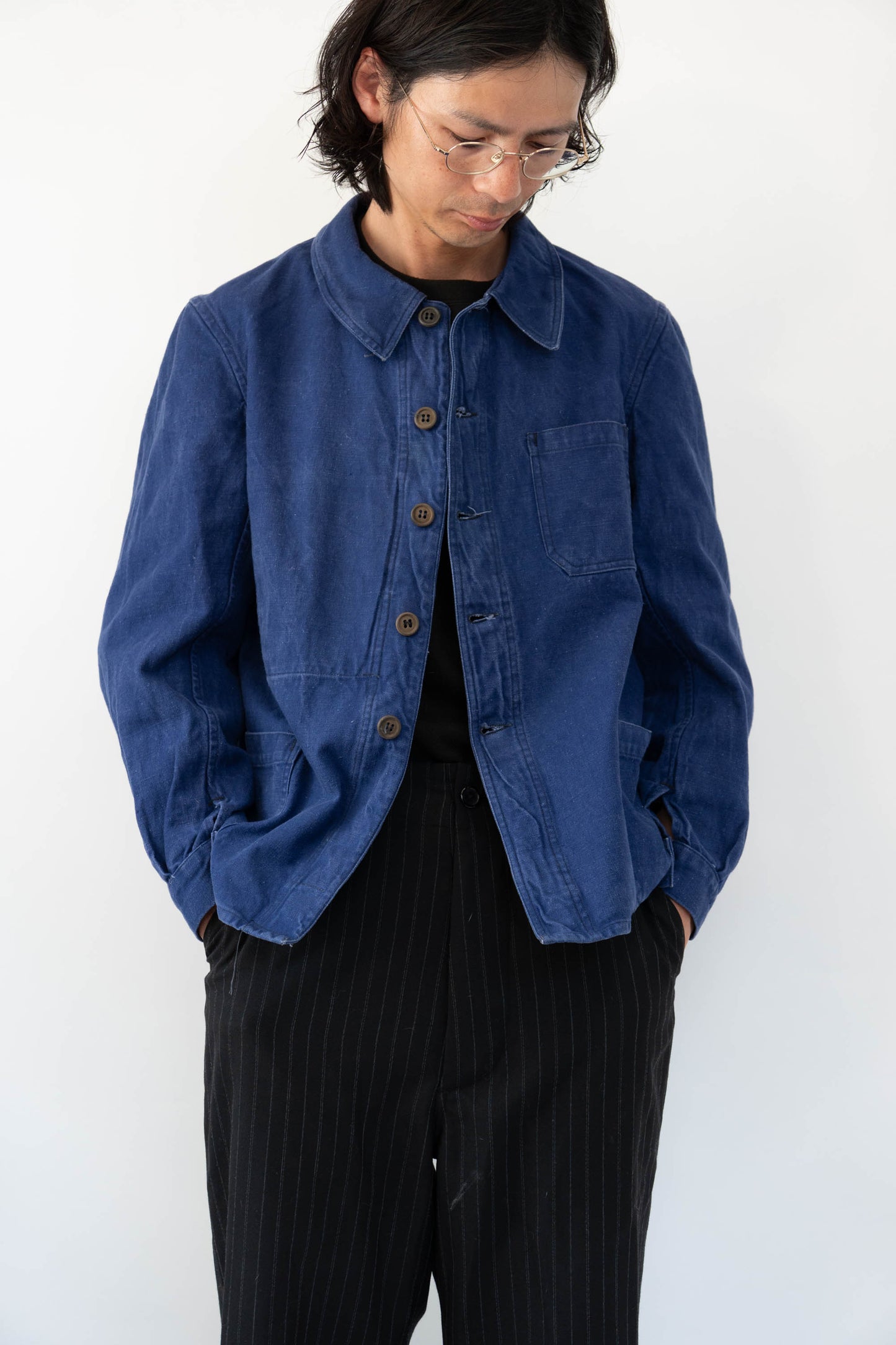 ~30s French Work Blue Cotton Twill Jacket
