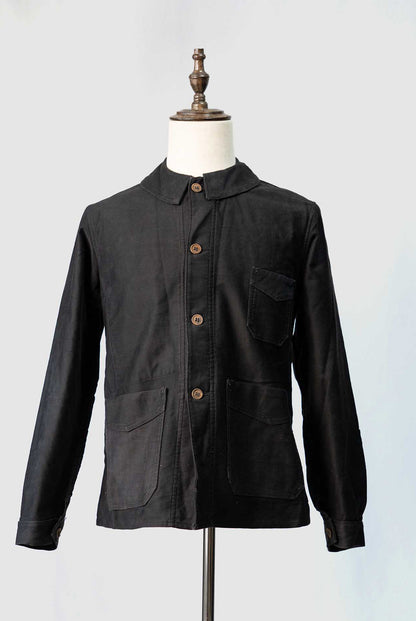 ~30s French Work Black Light Moleskin Jacket "4 Buttons"