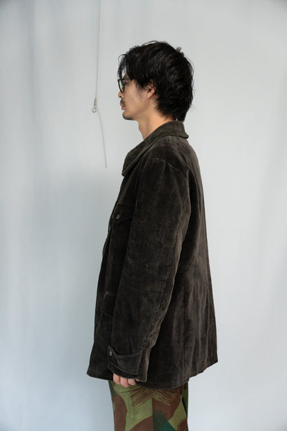 30s Hunting Corduroy Jacket Lining Light Black Moleskin&Metis DEADSTOCK