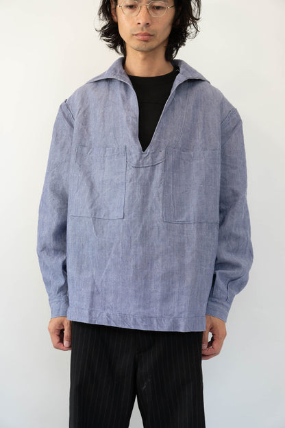 50s French Marine Ramie Linen Sailor Smock
