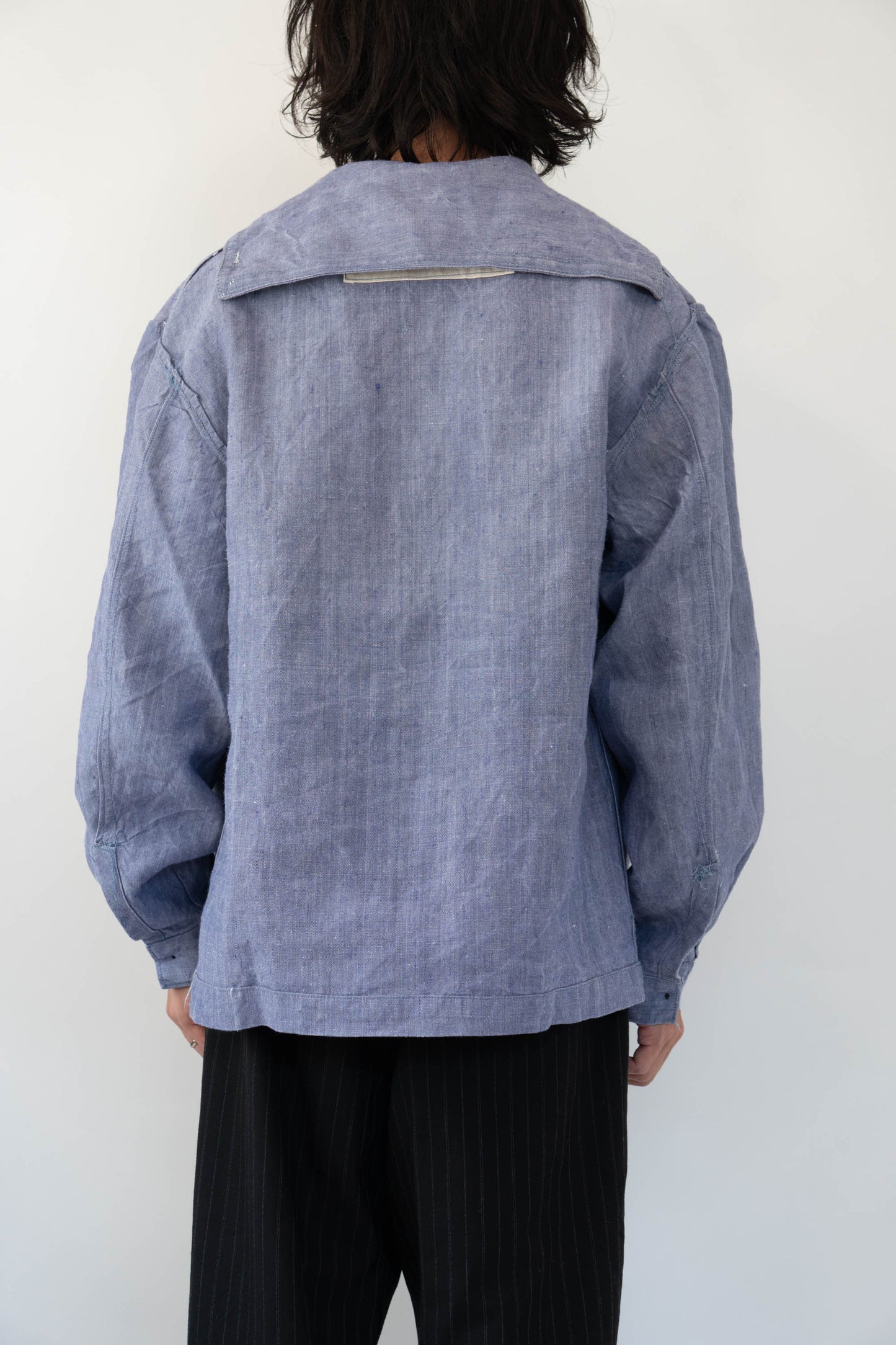 50s French Marine Ramie Linen Sailor Smock