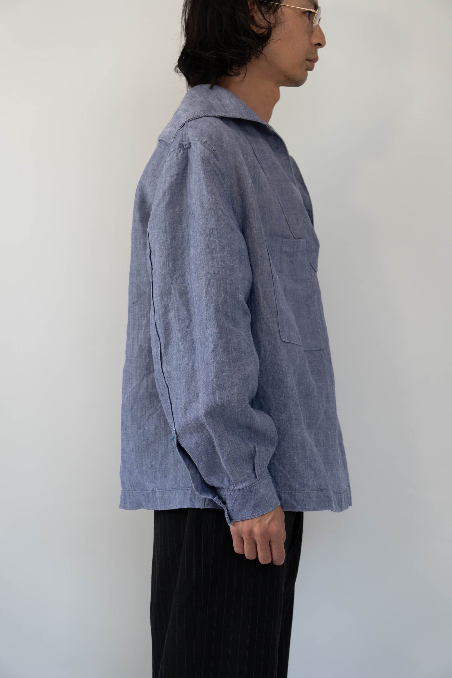 50s French Marine Ramie Linen Sailor Smock