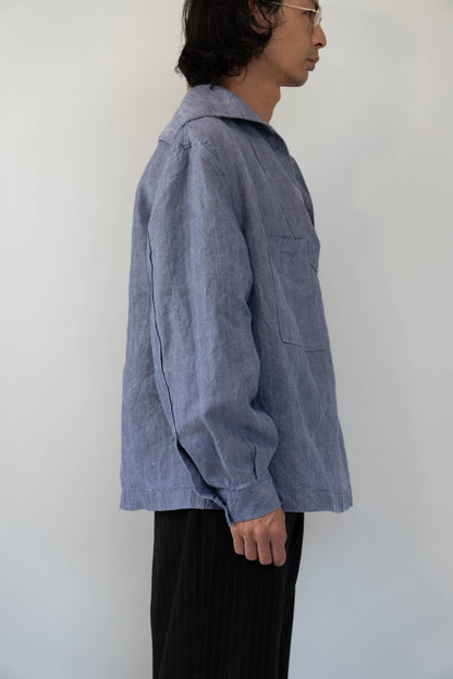 50s French Marine Ramie Linen Sailor Smock