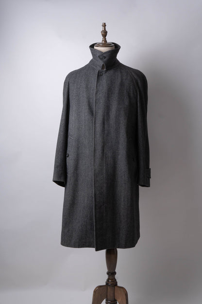 80s burberry herrinbone wool balmacaan coat