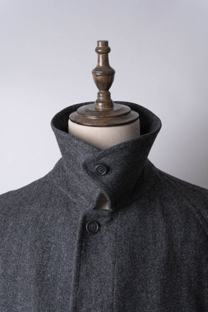 80s burberry herrinbone wool balmacaan coat