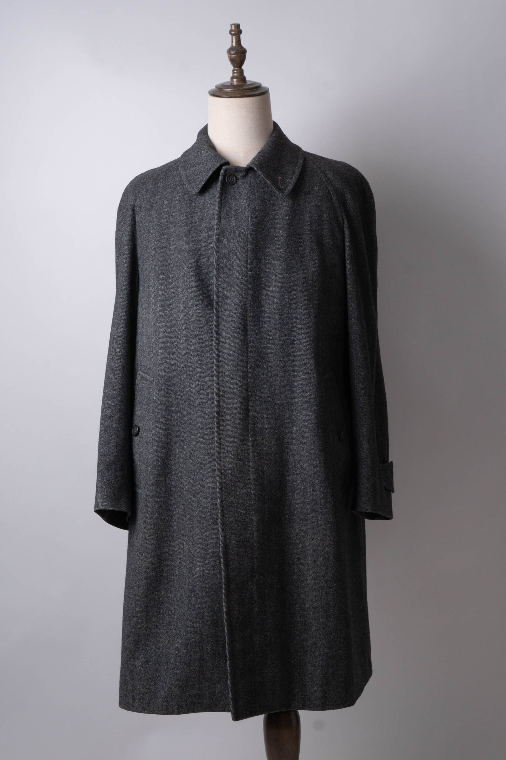 80s burberry herrinbone wool balmacaan coat