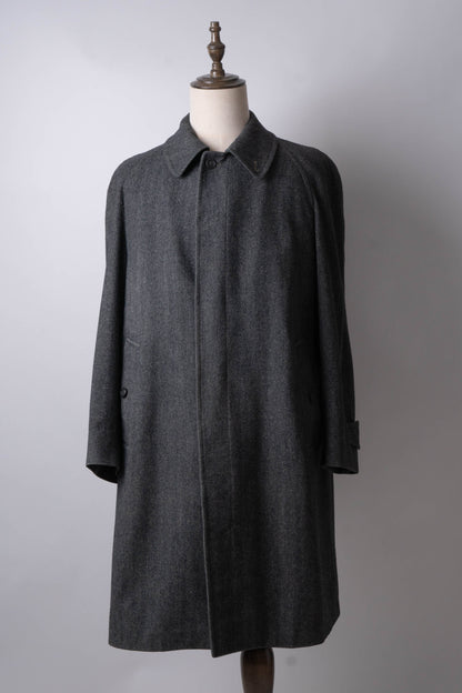80s burberry herrinbone wool balmacaan coat