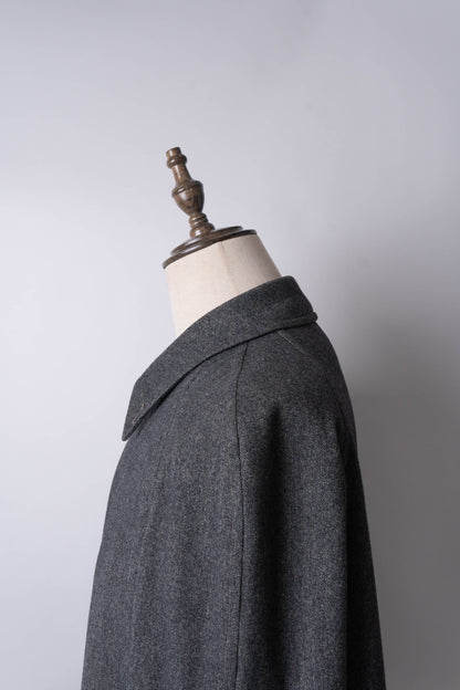 80s burberry herrinbone wool balmacaan coat
