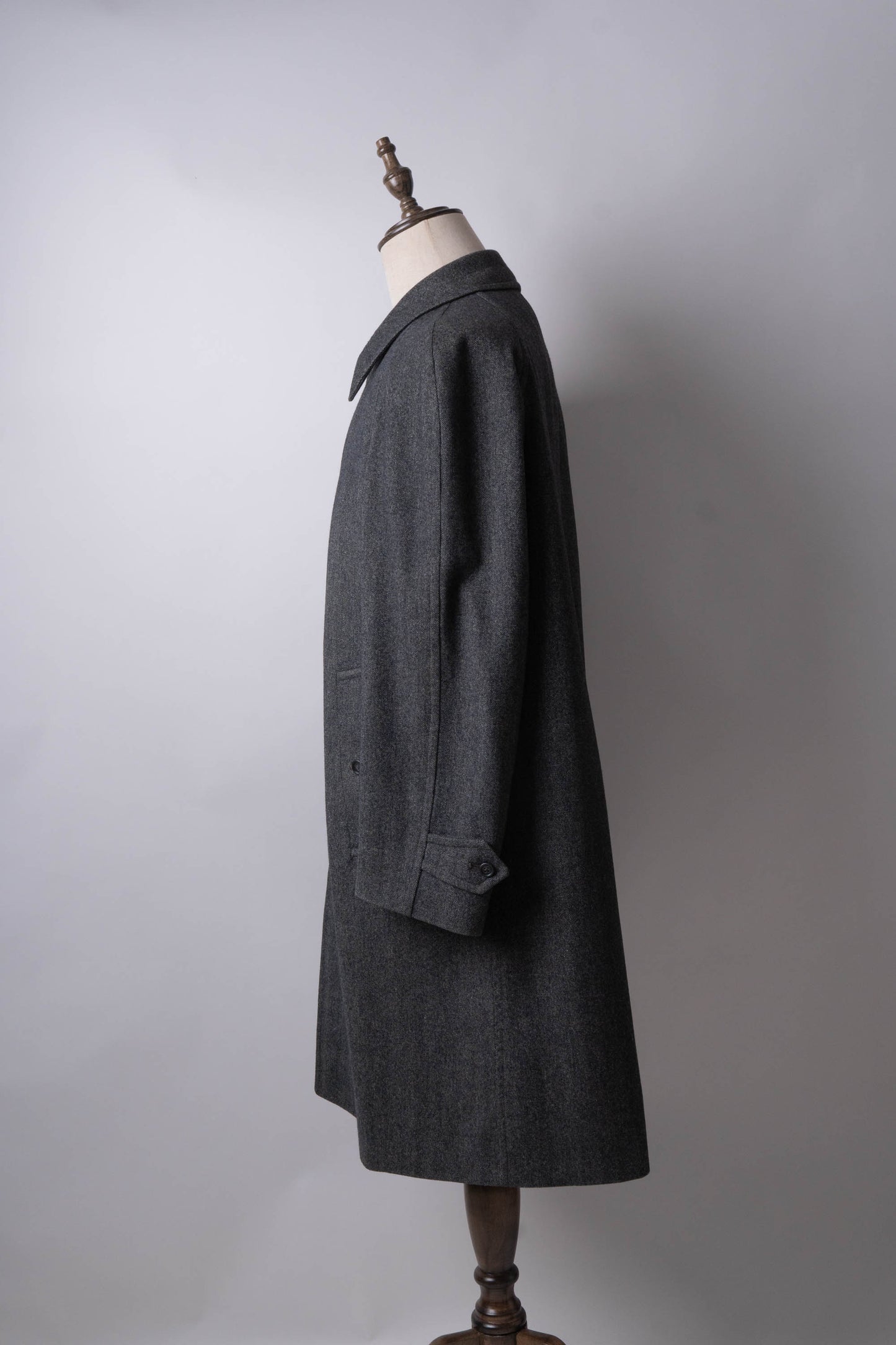 80s burberry herrinbone wool balmacaan coat