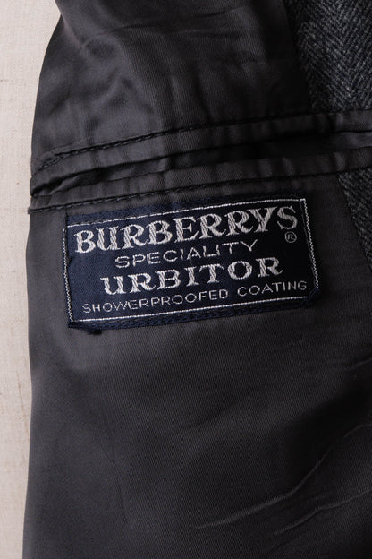 80s burberry herrinbone wool balmacaan coat