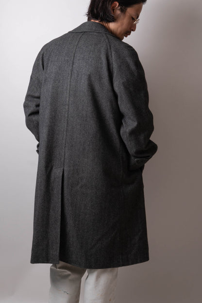 80s burberry herrinbone wool balmacaan coat