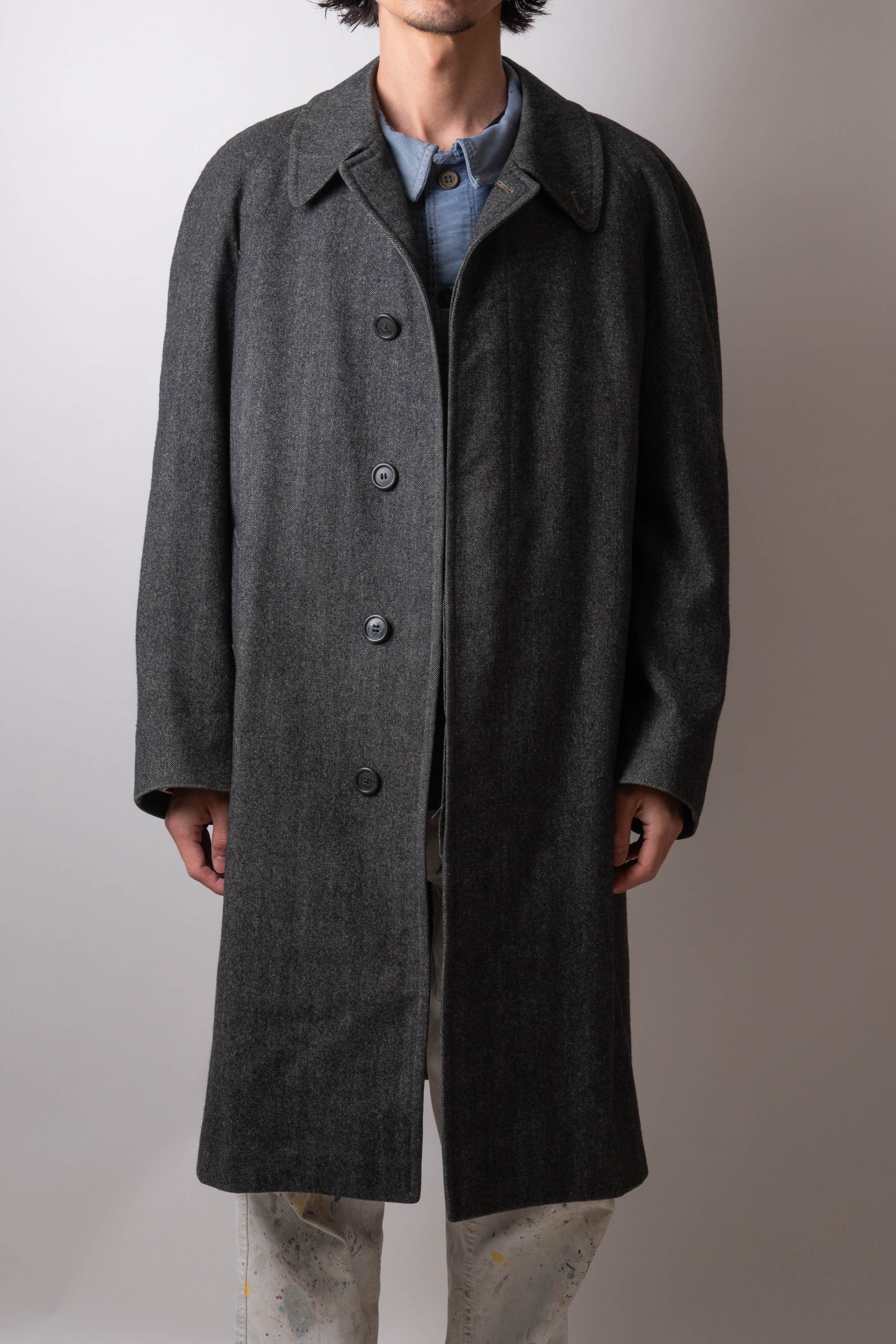 Burberry　70s 80s　カシミヤ100%コート 70s 80s 70年代 80年代 バーバリーズ グレー イングランド製 ロング