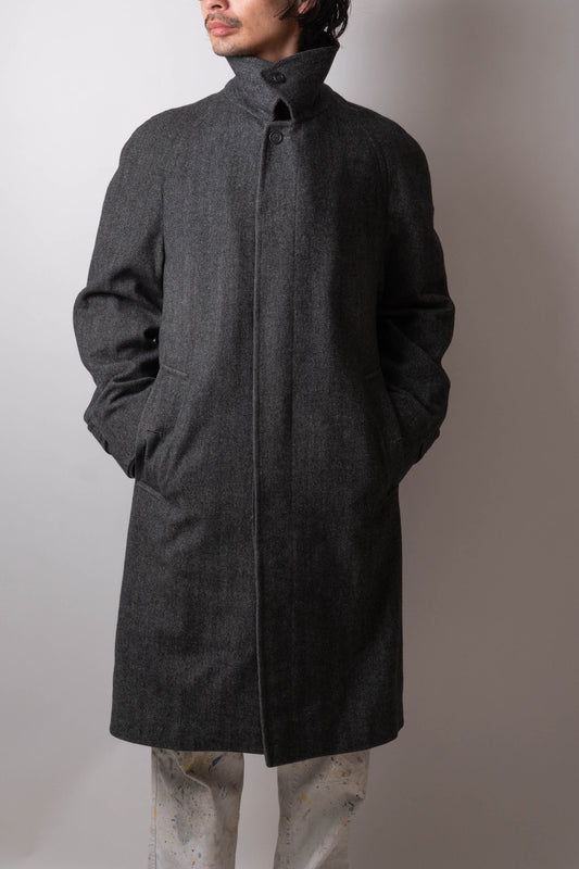 80s burberry herrinbone wool balmacaan coat