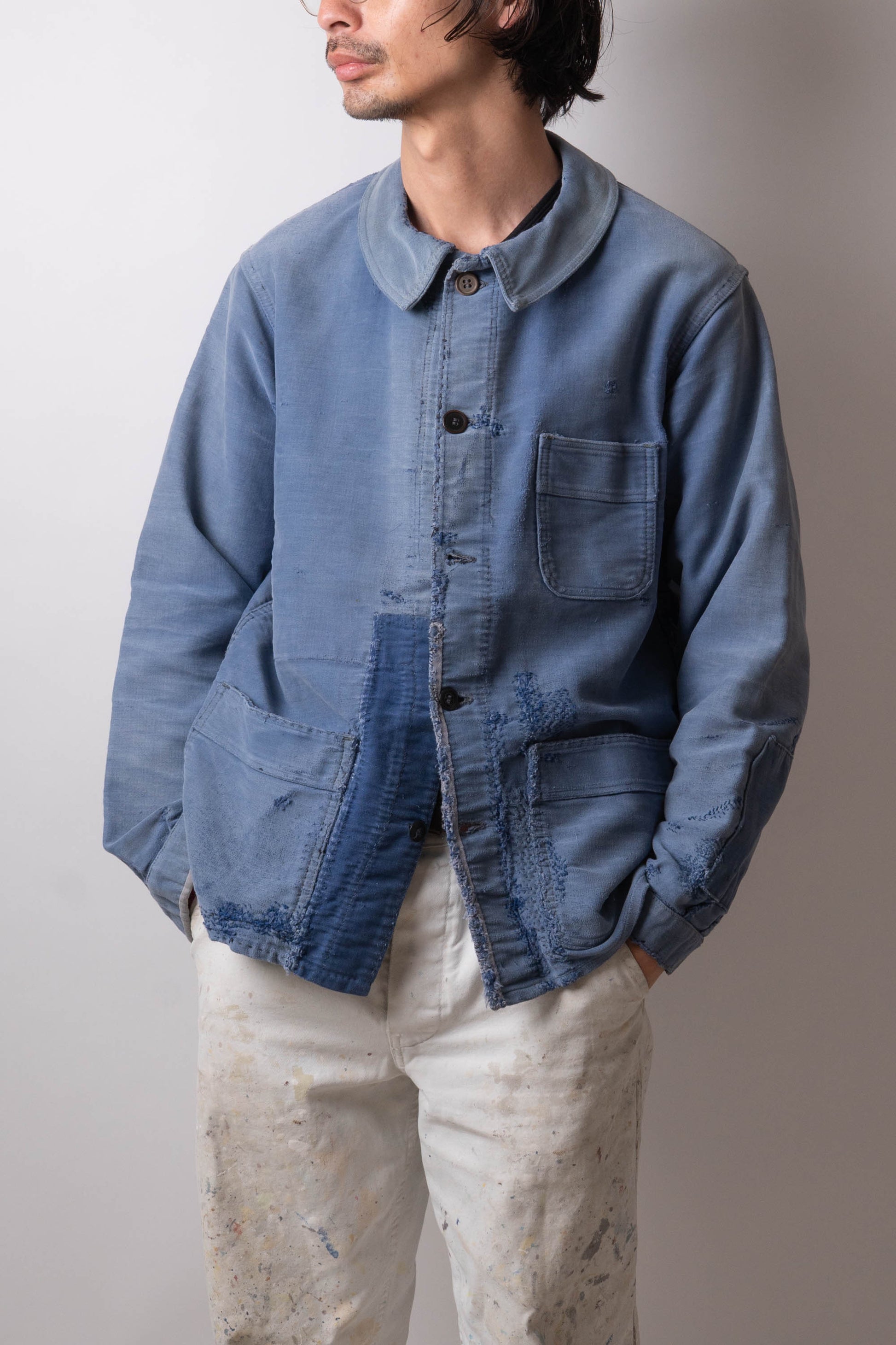 50s French Work Blue Moleskin Jacket