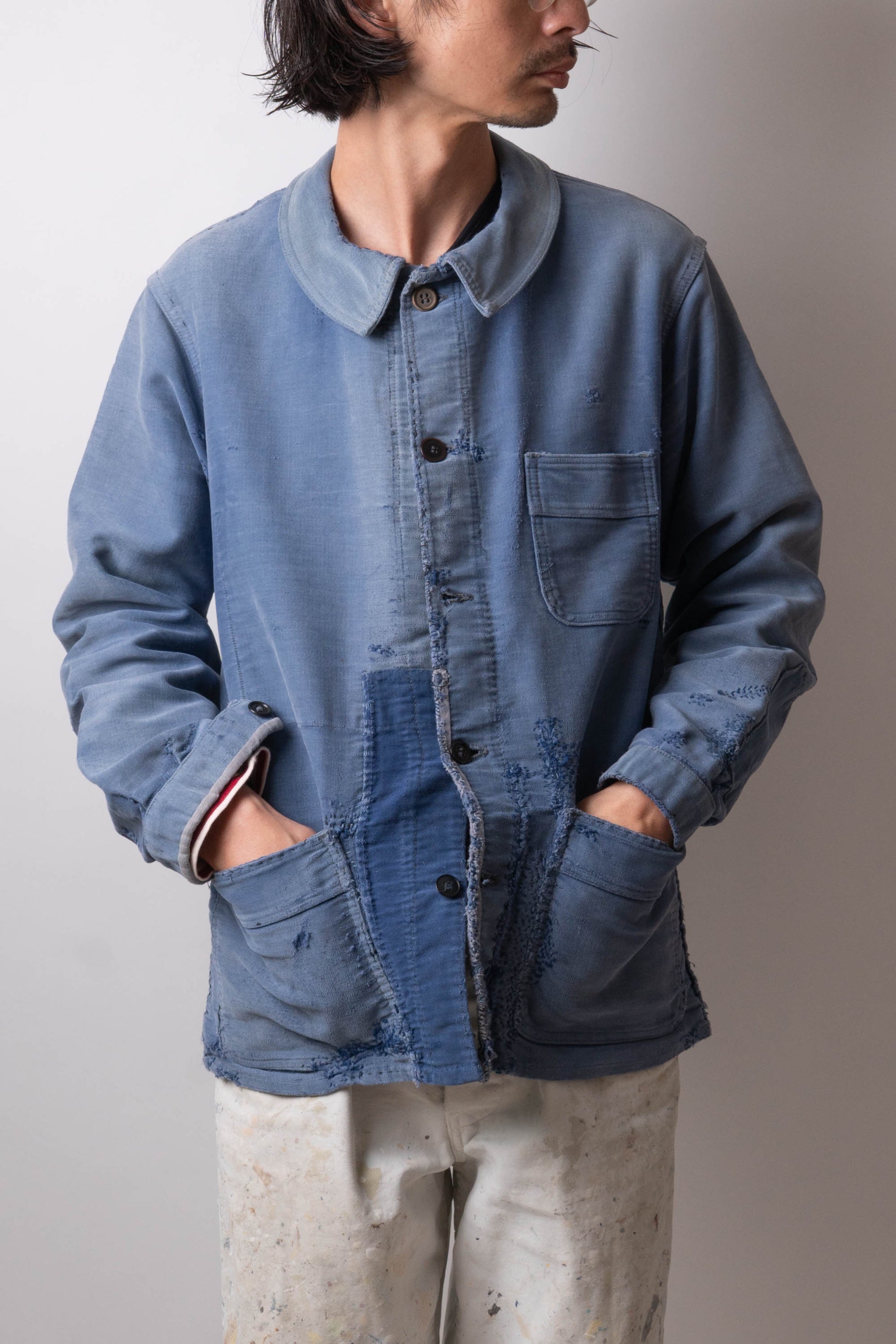 50s French Work Blue Moleskin Jacket