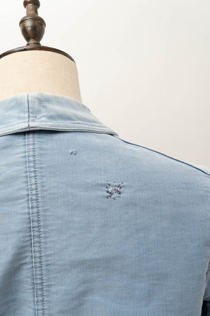 40s french work blue moleskin jacket good fade