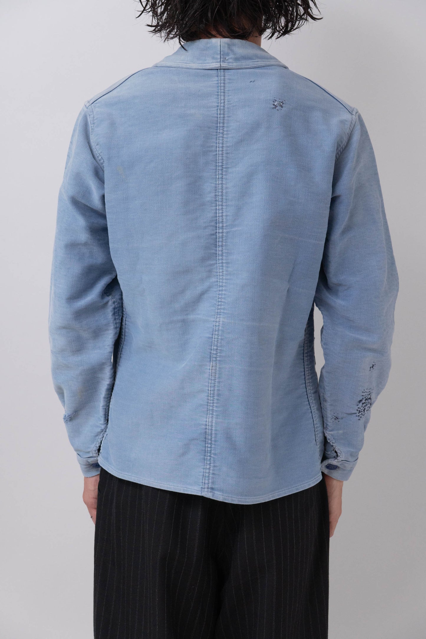 40s french work blue moleskin jacket good fade