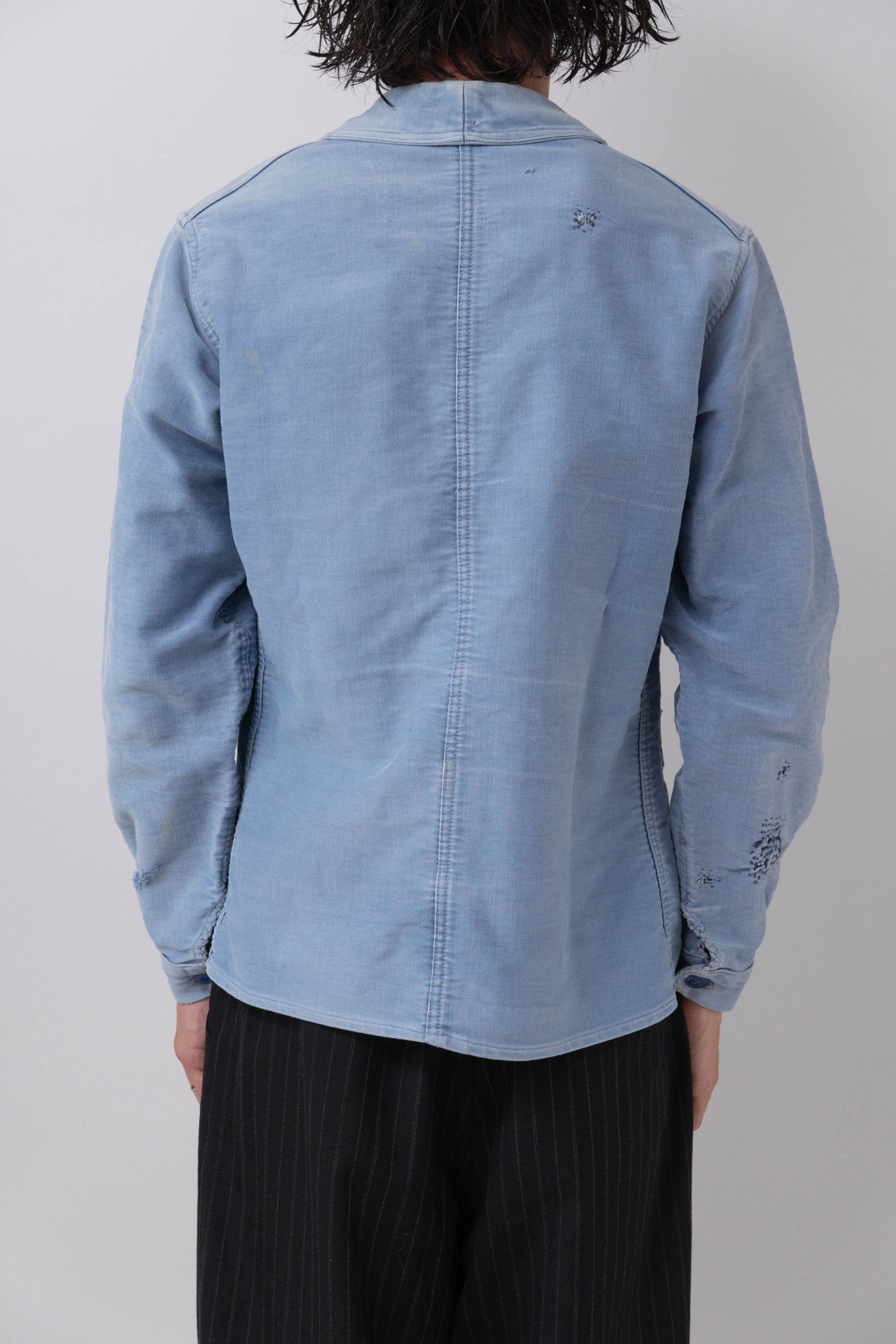 40s french work blue moleskin jacket good fade