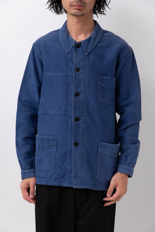 40s french work blue moleskin jacket