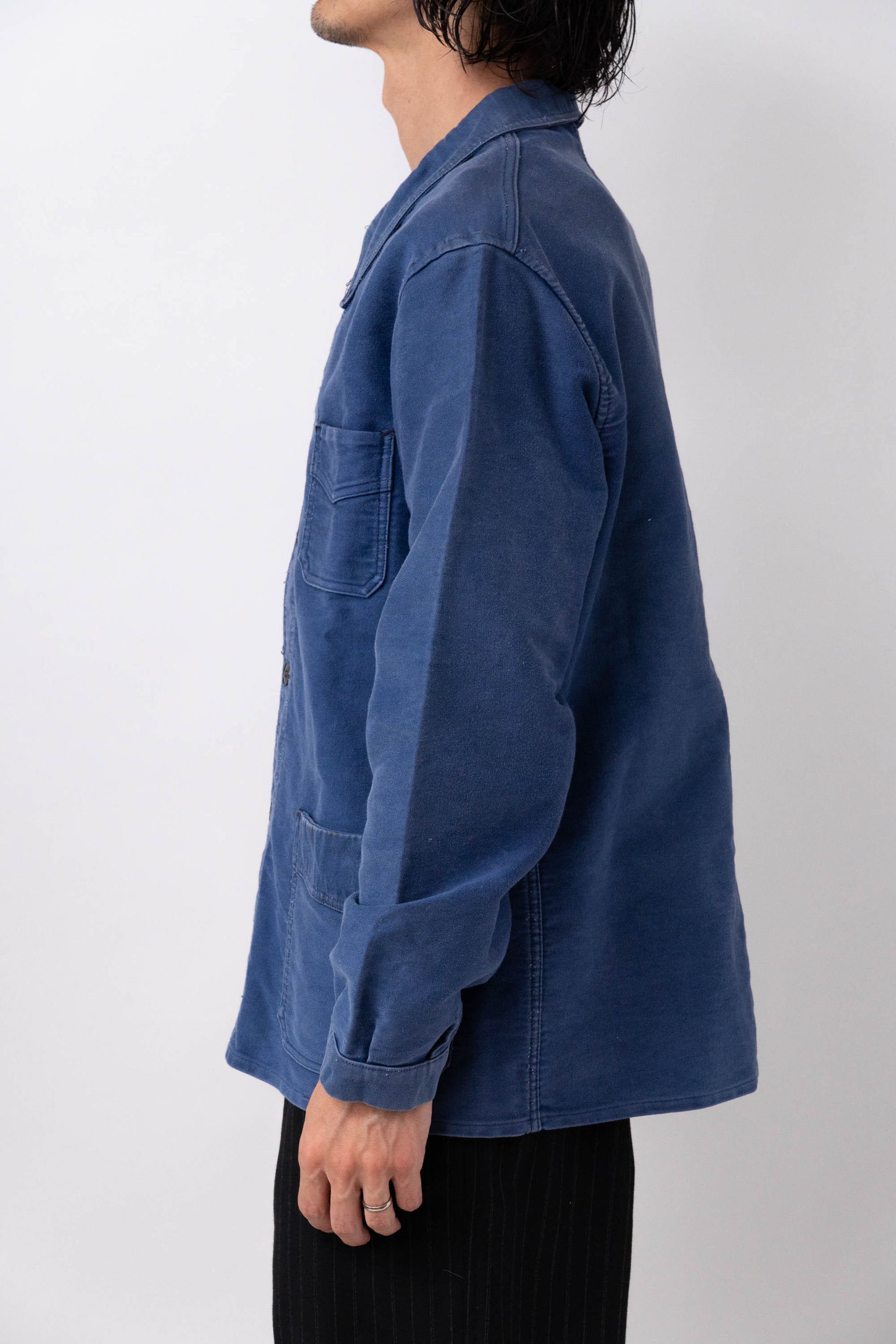 40s french work blue moleskin jacket