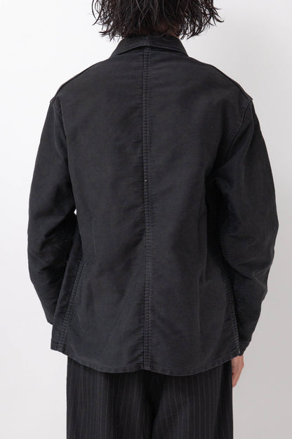 ~50s French Work Black Moleskin Jacket "Le Mont St Michel"size52