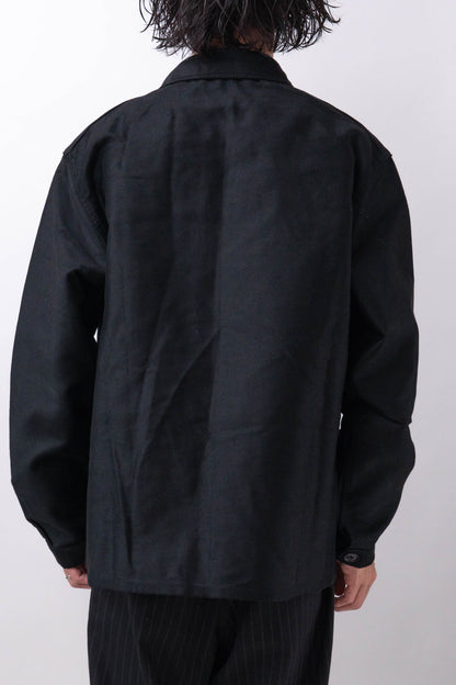 50s French Work Black Moleskin Jacket "Le Mont St Michel"size58 deadstock
