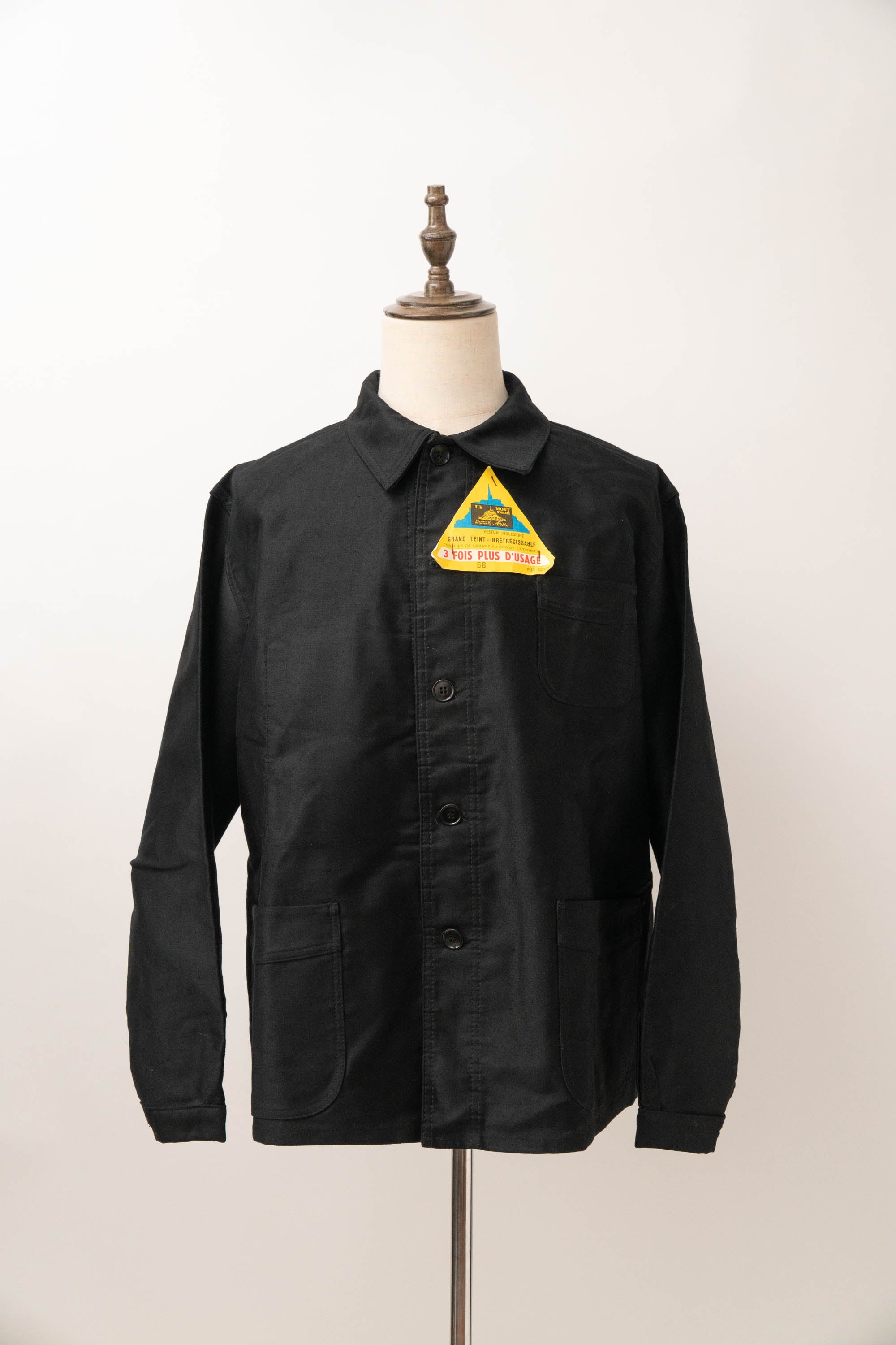 50s French Work Black Moleskin Jacket 