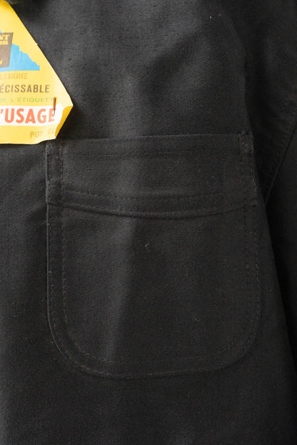 50s French Work Black Moleskin Jacket "Le Mont St Michel"size58 deadstock