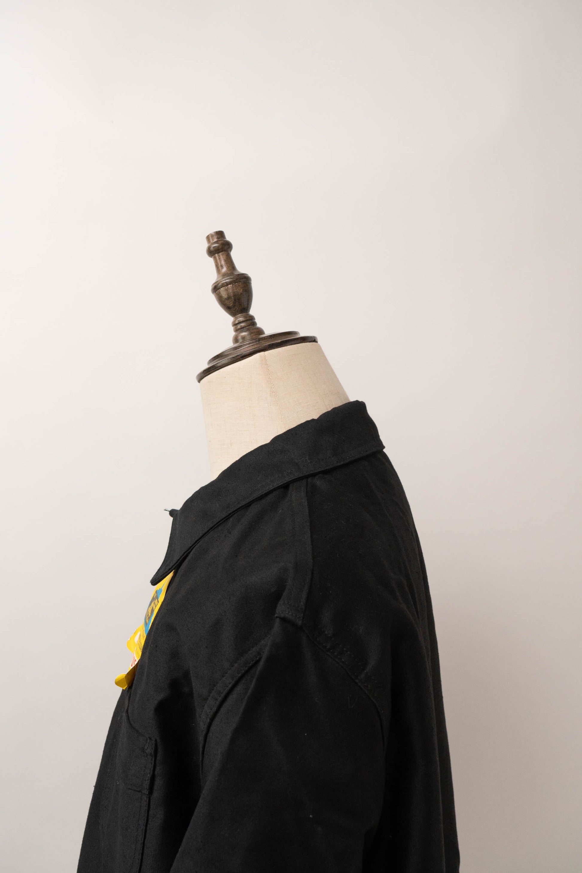 50s French Work Black Moleskin Jacket "Le Mont St Michel"size58 deadstock