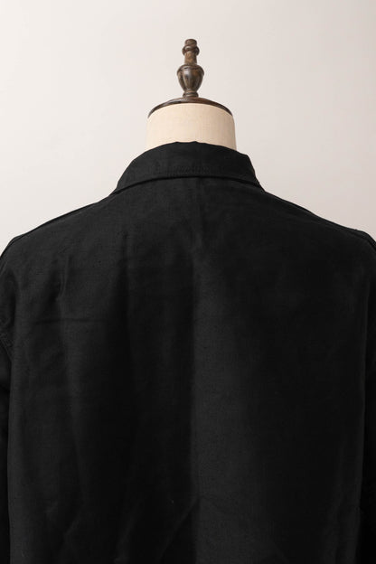 50s French Work Black Moleskin Jacket "Le Mont St Michel"size58 deadstock