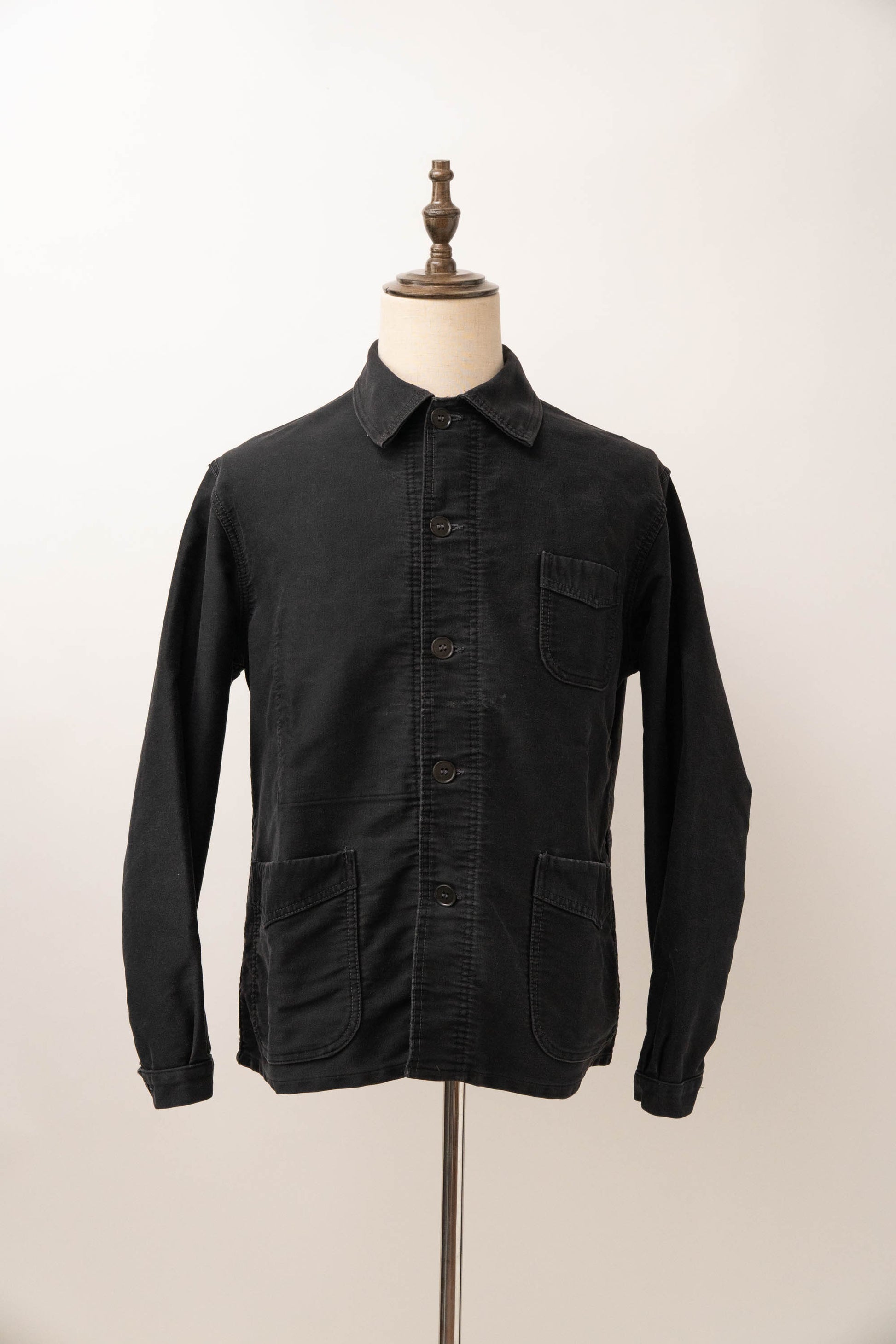 ~50s French Work Black Moleskin Jacket "Le Mont St Michel"size52