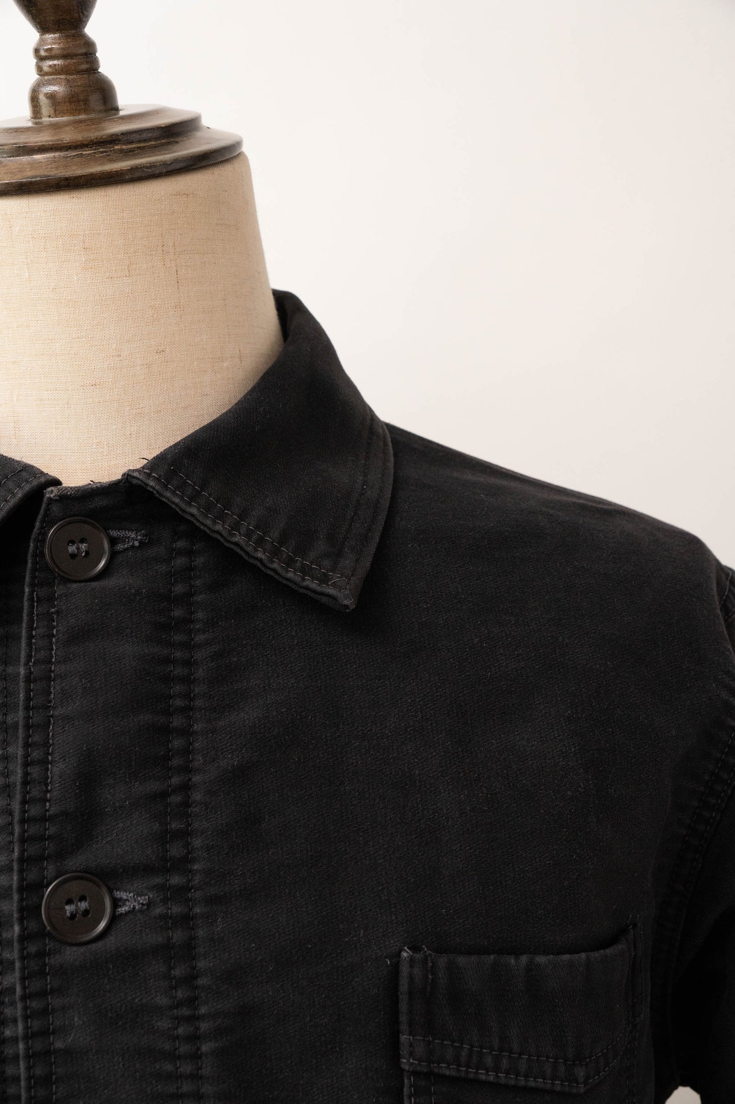 ~50s French Work Black Moleskin Jacket "Le Mont St Michel"size52