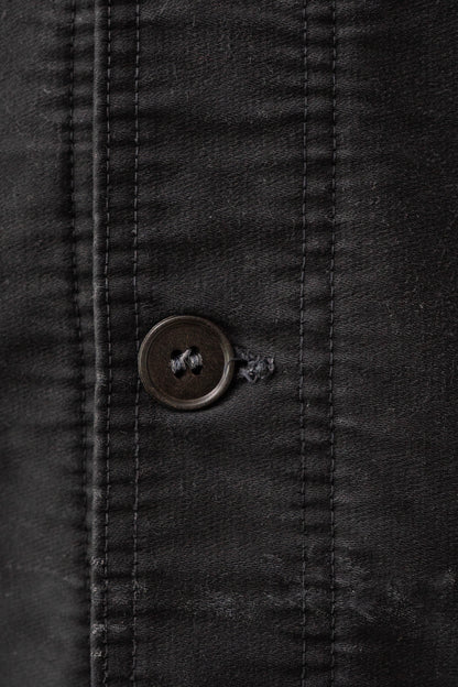 ~50s French Work Black Moleskin Jacket "Le Mont St Michel"size52