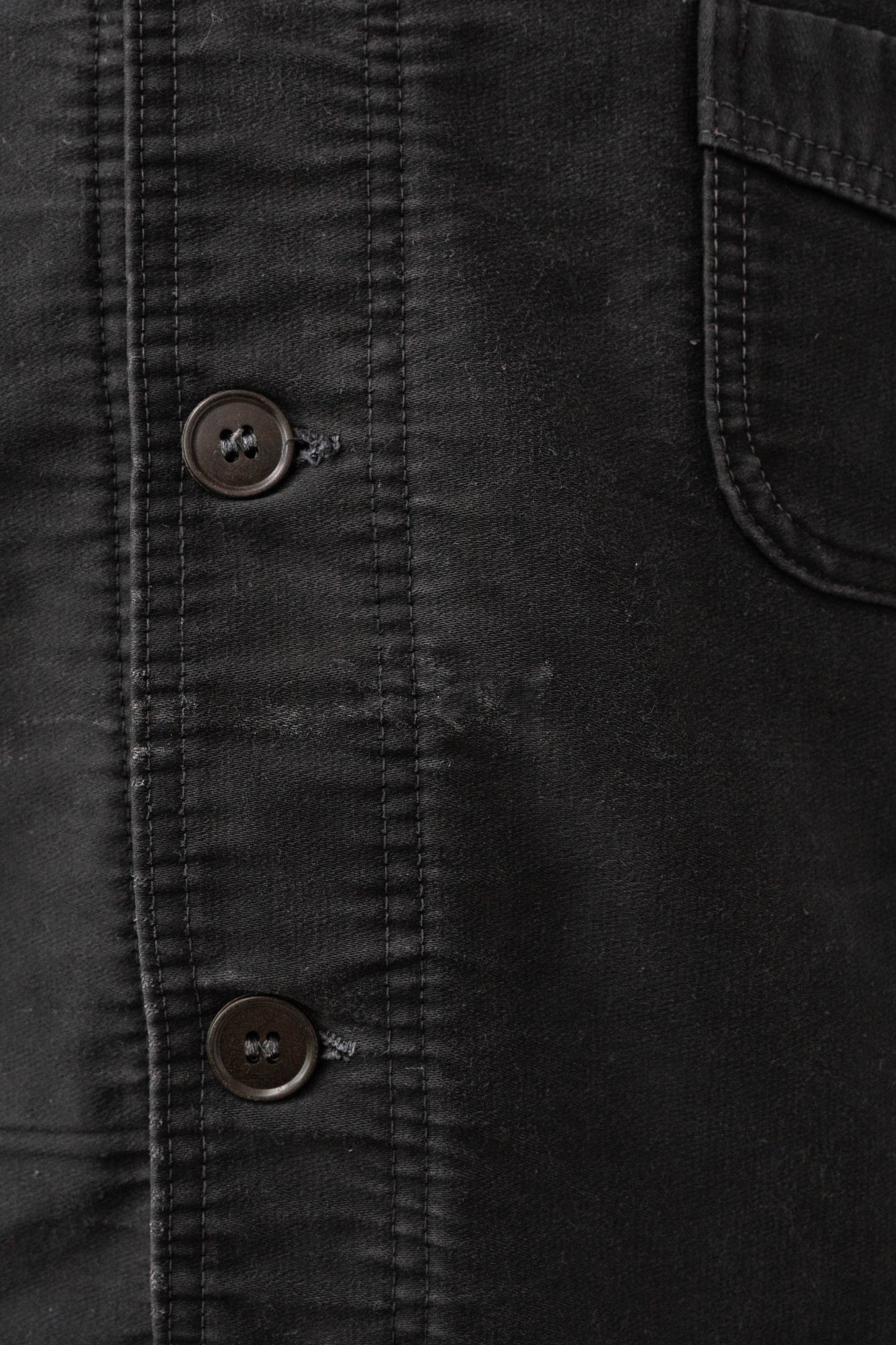 ~50s French Work Black Moleskin Jacket "Le Mont St Michel"size52