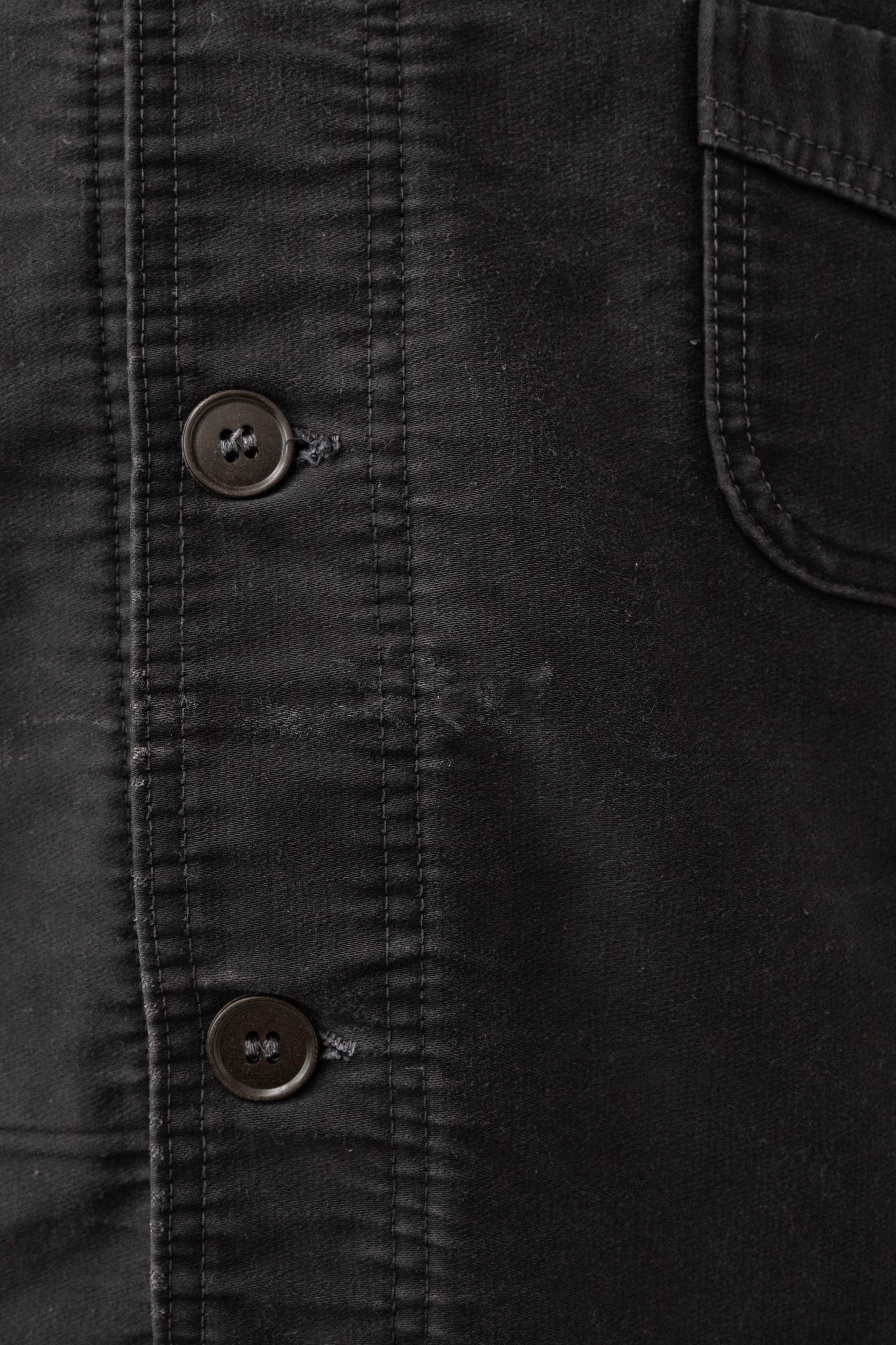 ~50s French Work Black Moleskin Jacket "Le Mont St Michel"size52