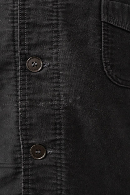 ~50s French Work Black Moleskin Jacket "Le Mont St Michel"size52