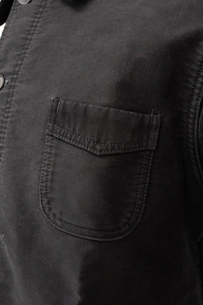 ~50s French Work Black Moleskin Jacket "Le Mont St Michel"size52