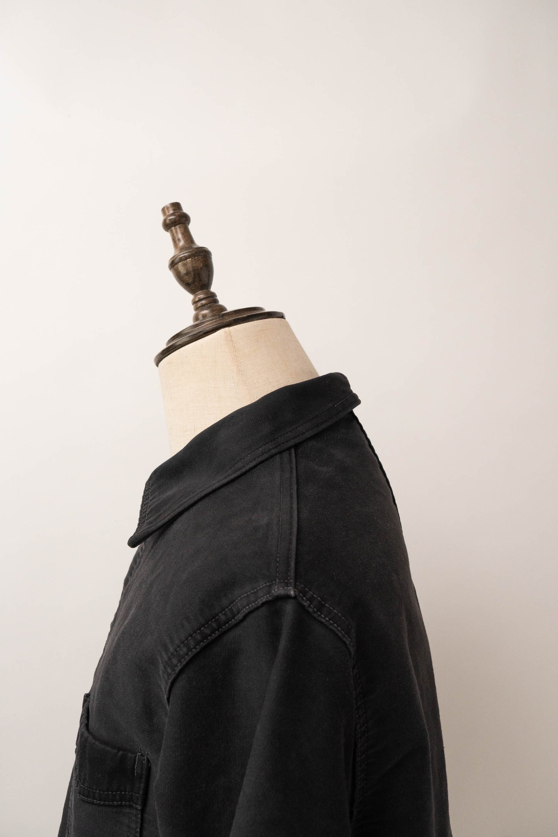 ~50s French Work Black Moleskin Jacket "Le Mont St Michel"size52