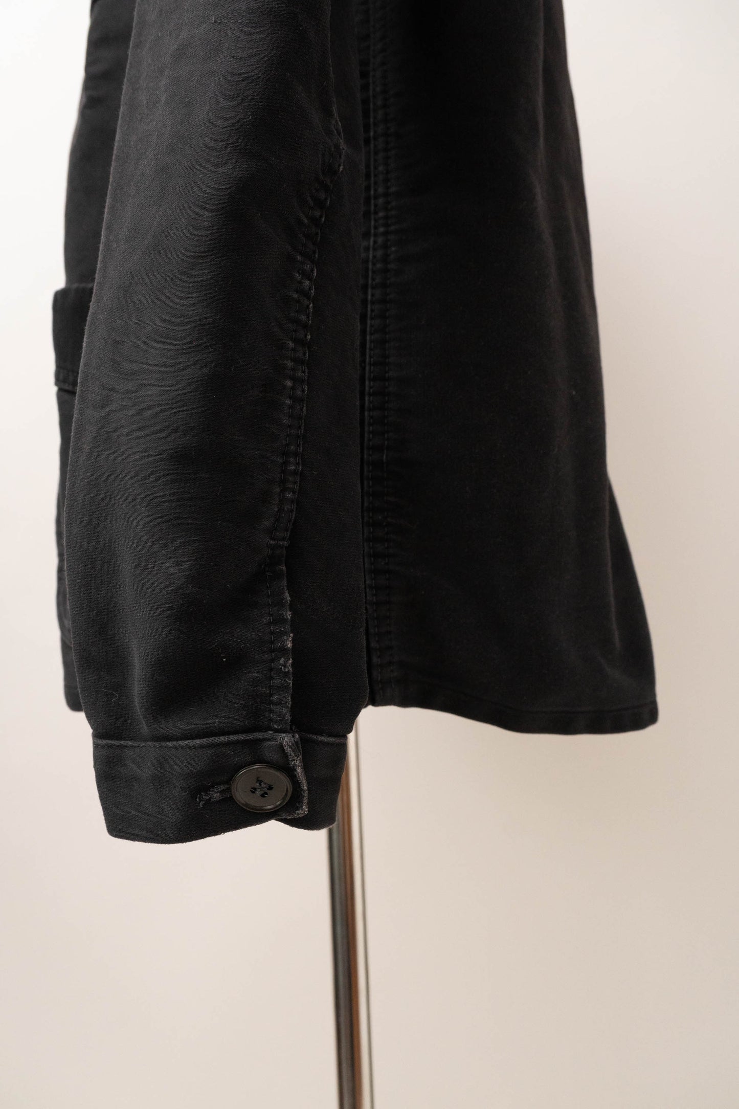 ~50s French Work Black Moleskin Jacket "Le Mont St Michel"size52