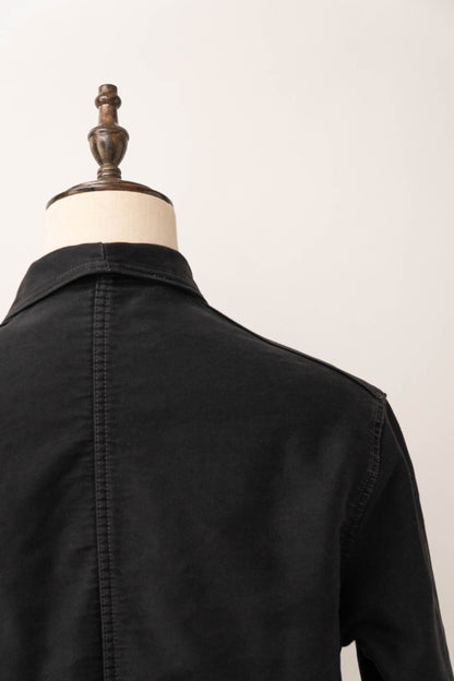 ~50s French Work Black Moleskin Jacket "Le Mont St Michel"size52