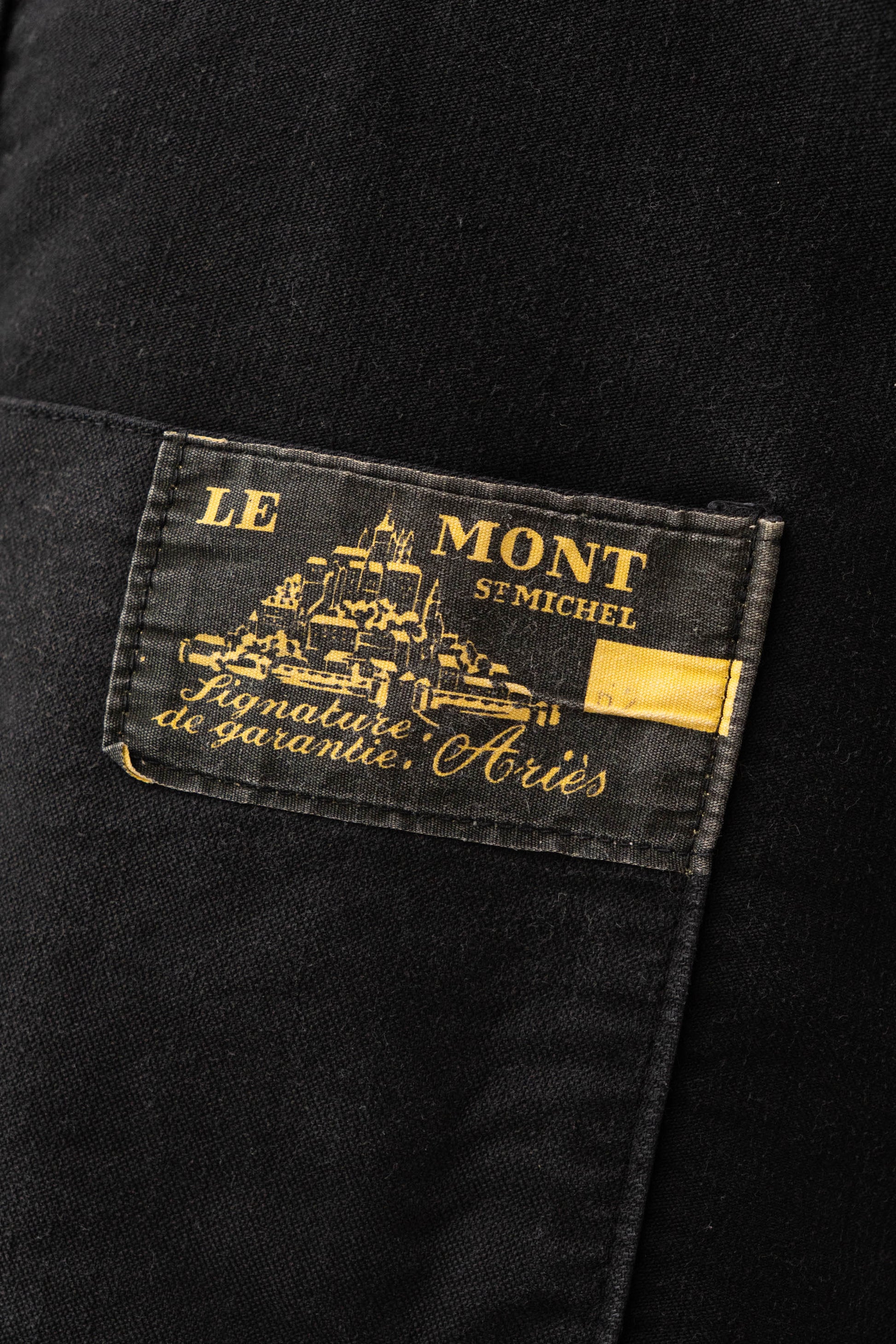 ~50s French Work Black Moleskin Jacket "Le Mont St Michel"size52