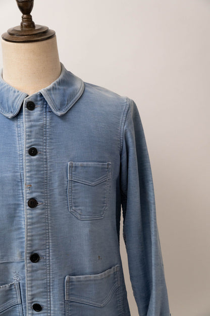 40s french work blue moleskin jacket good fade
