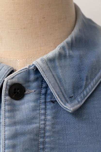40s french work blue moleskin jacket good fade