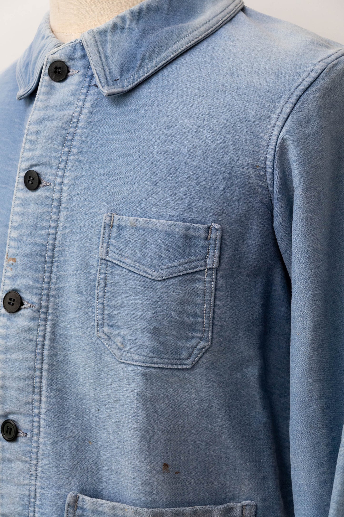 40s french work blue moleskin jacket good fade