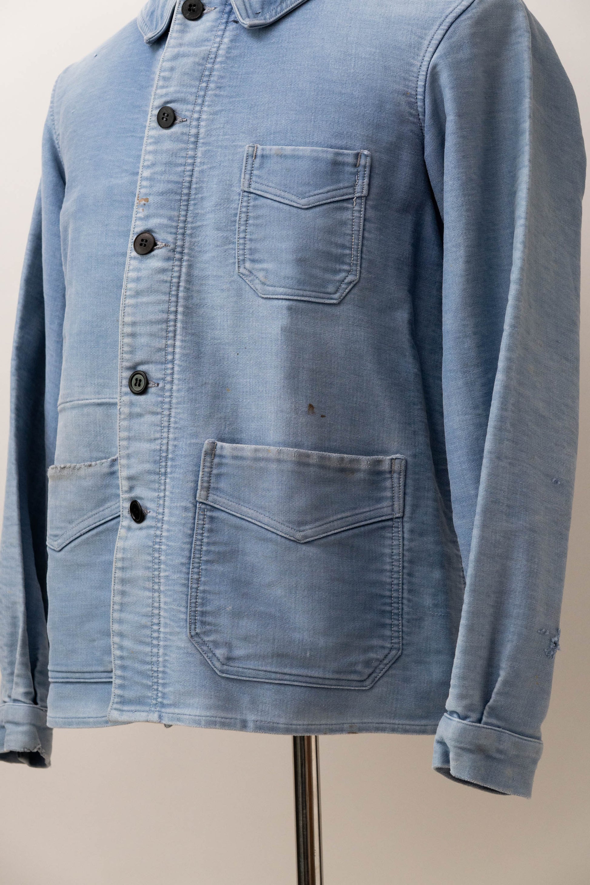 40s french work blue moleskin jacket good fade