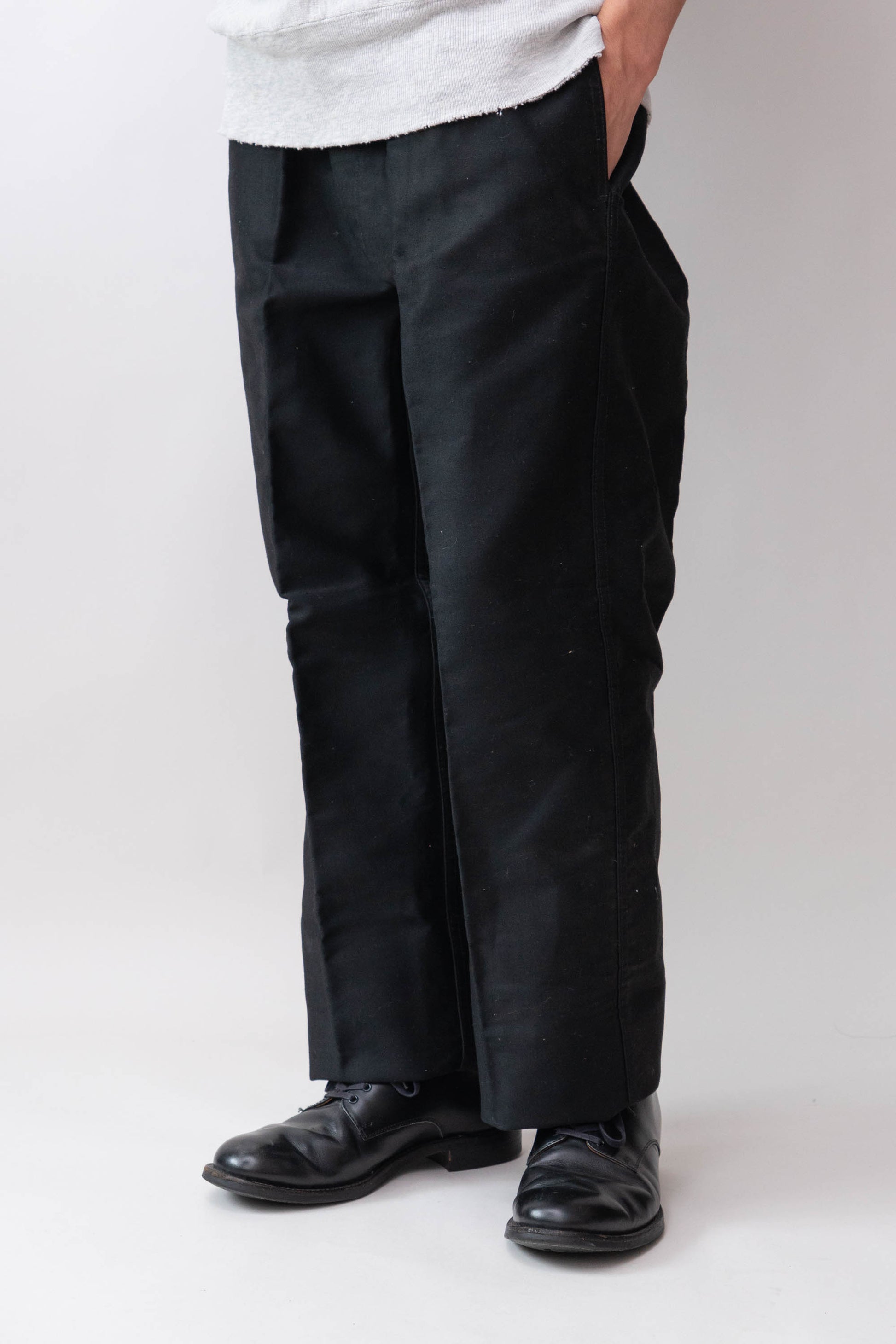 50s French Work Black Moleskin pants "Le Mont St Michel"