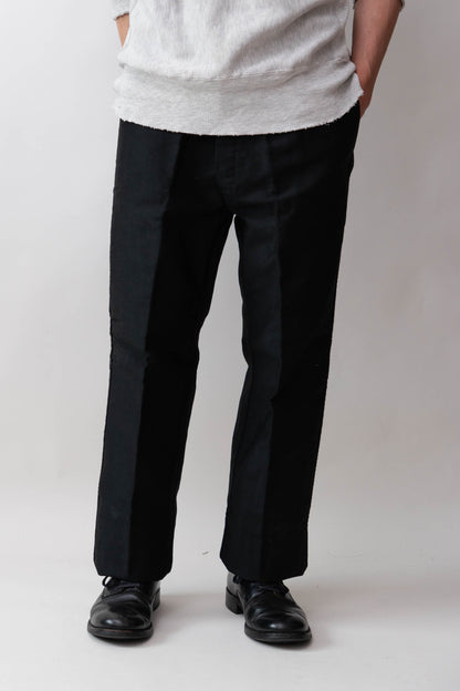 50s French Work Black Moleskin pants "Le Mont St Michel"