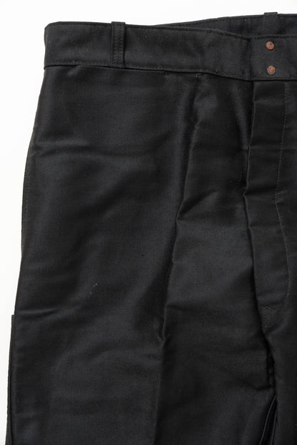 50s French Work Black Moleskin pants "Le Mont St Michel"